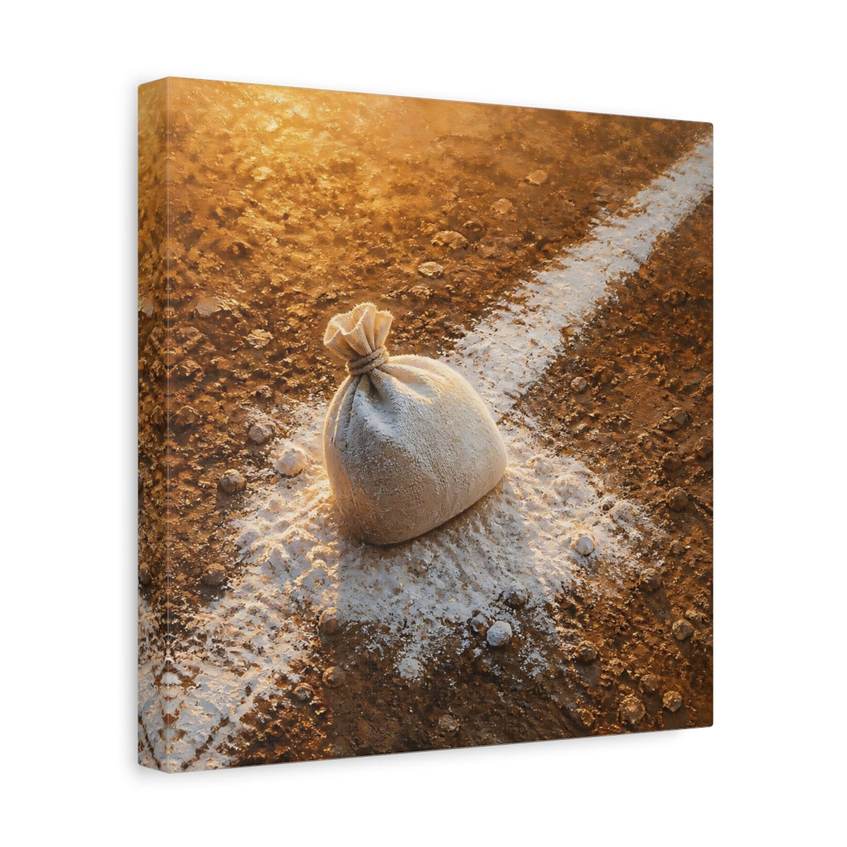 Side Mockup 8. Sunlit Flour Sack shown as canvas print
