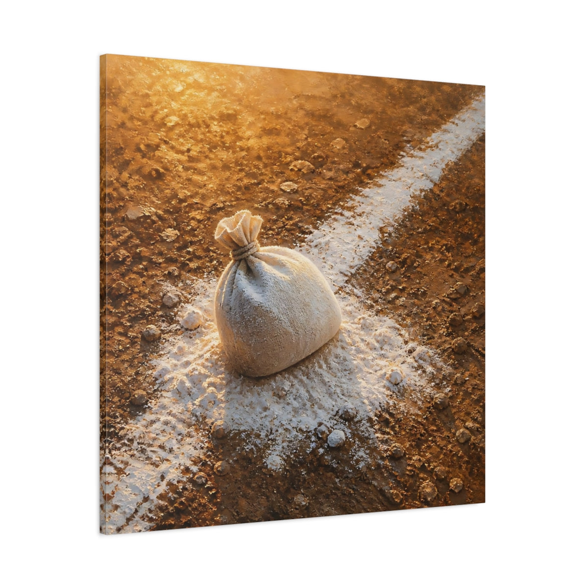 Side Mockup 1. Sunlit Flour Sack shown as canvas print