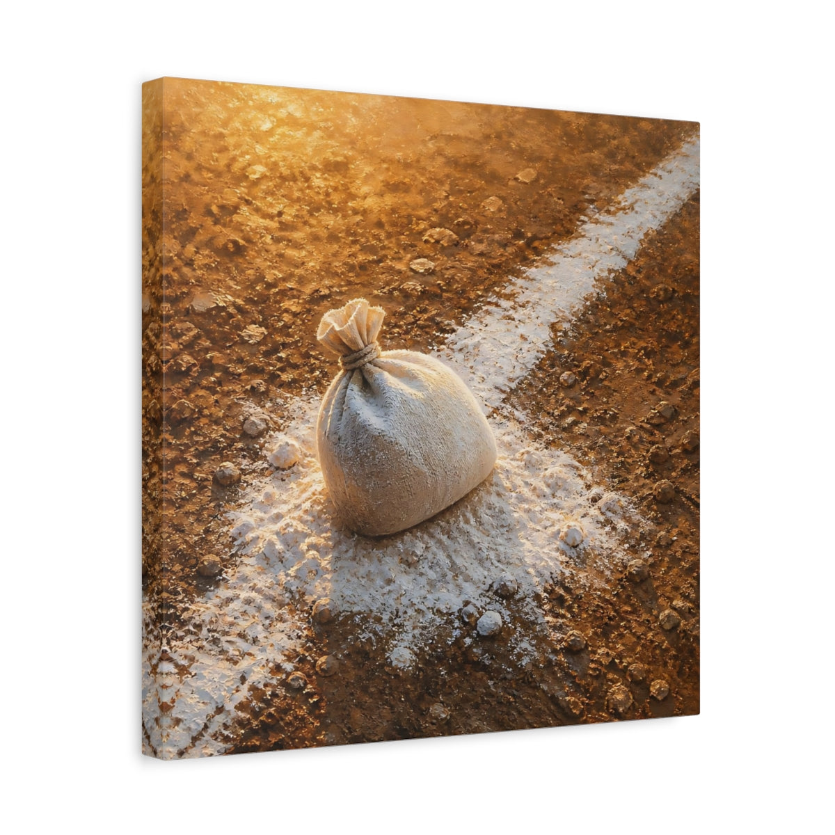 Side Mockup 6. Sunlit Flour Sack shown as canvas print