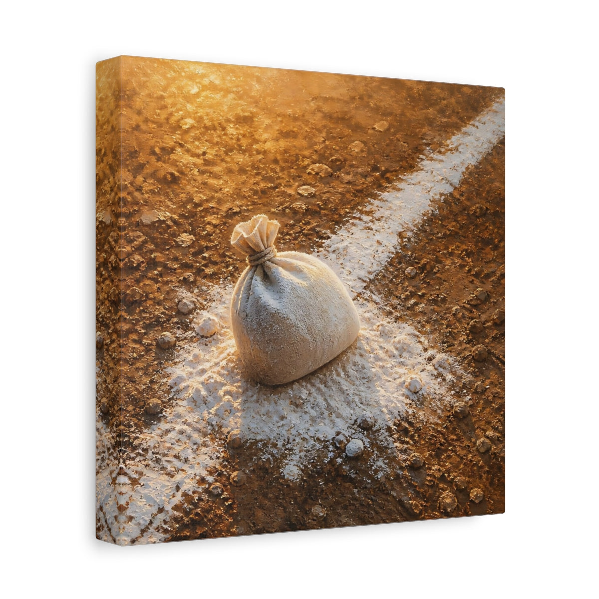 Side Mockup 9. Sunlit Flour Sack shown as canvas print
