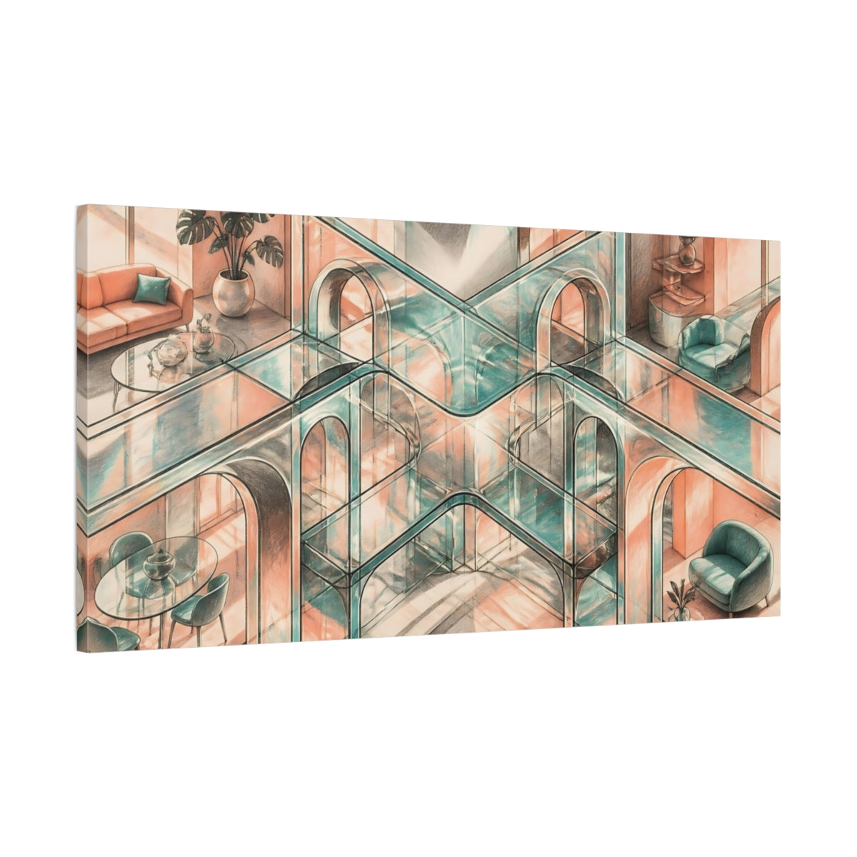 Main Mockup. Sunlit Glass Arches shown as canvas print