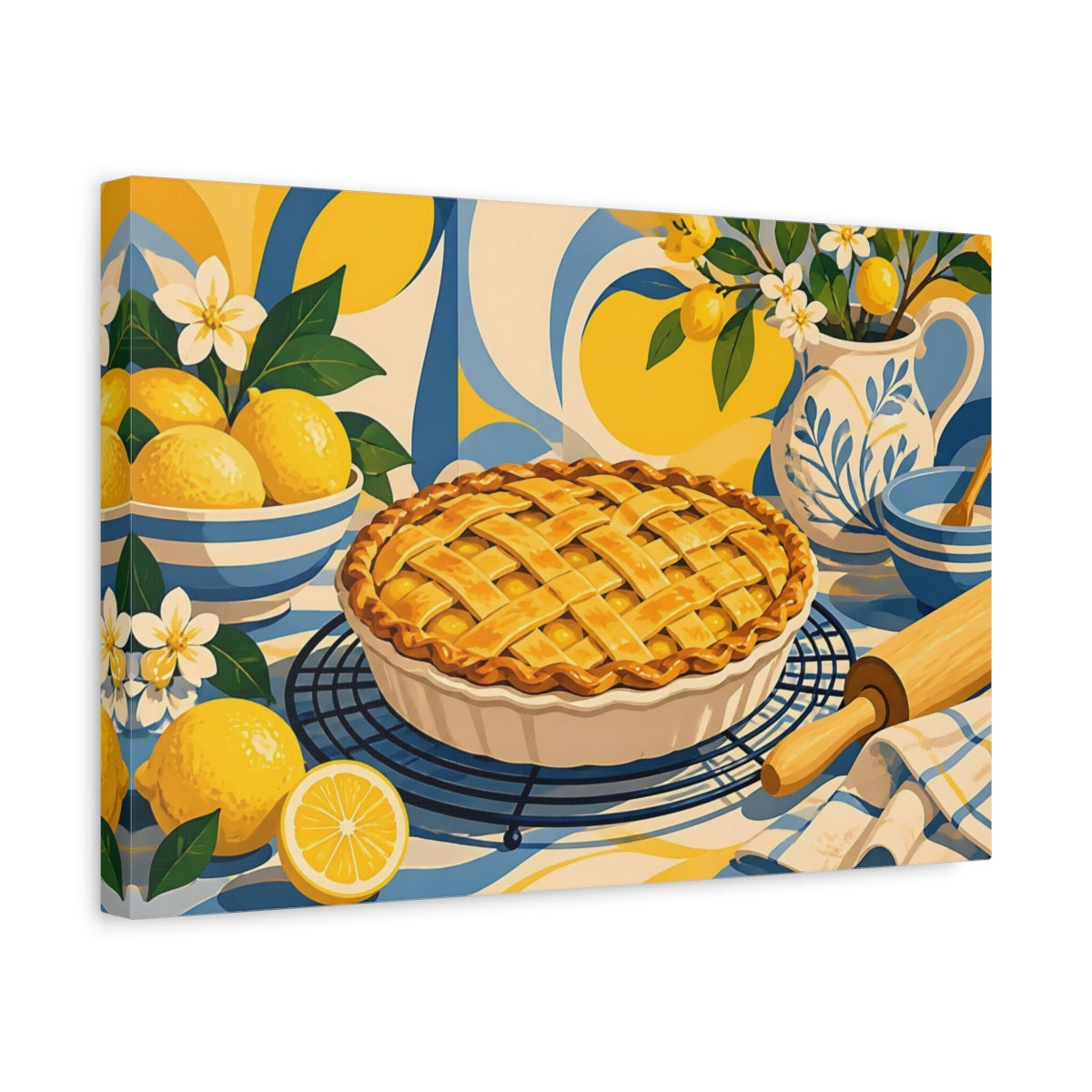 Side Mockup 4. Sunlit Lemon Lattice Pie shown as canvas print