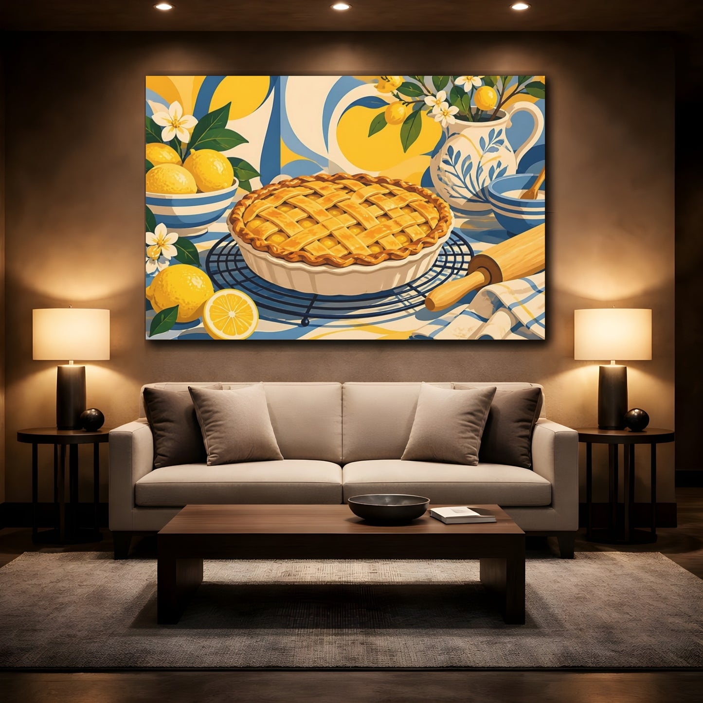 Mockup 2. Sunlit Lemon Lattice Pie shown as canvas print