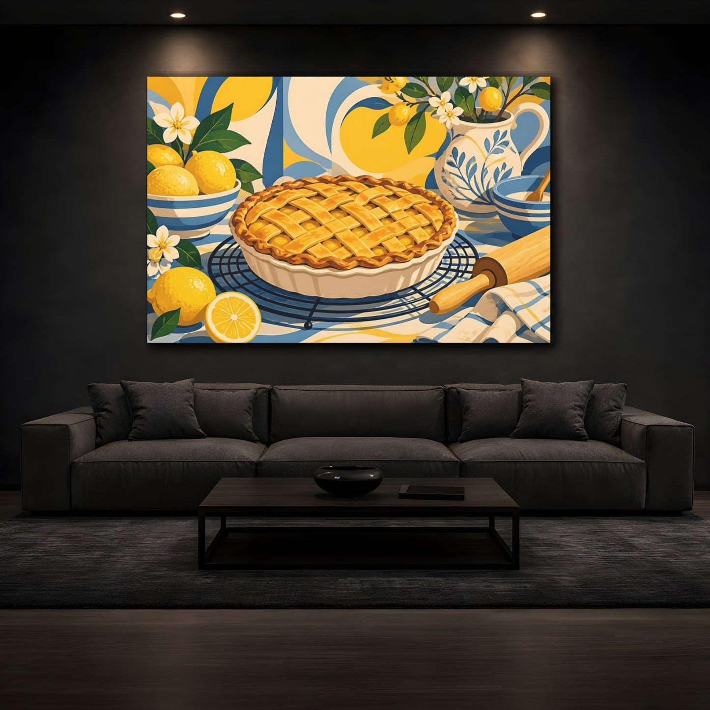 Mockup 3. Sunlit Lemon Lattice Pie shown as canvas print