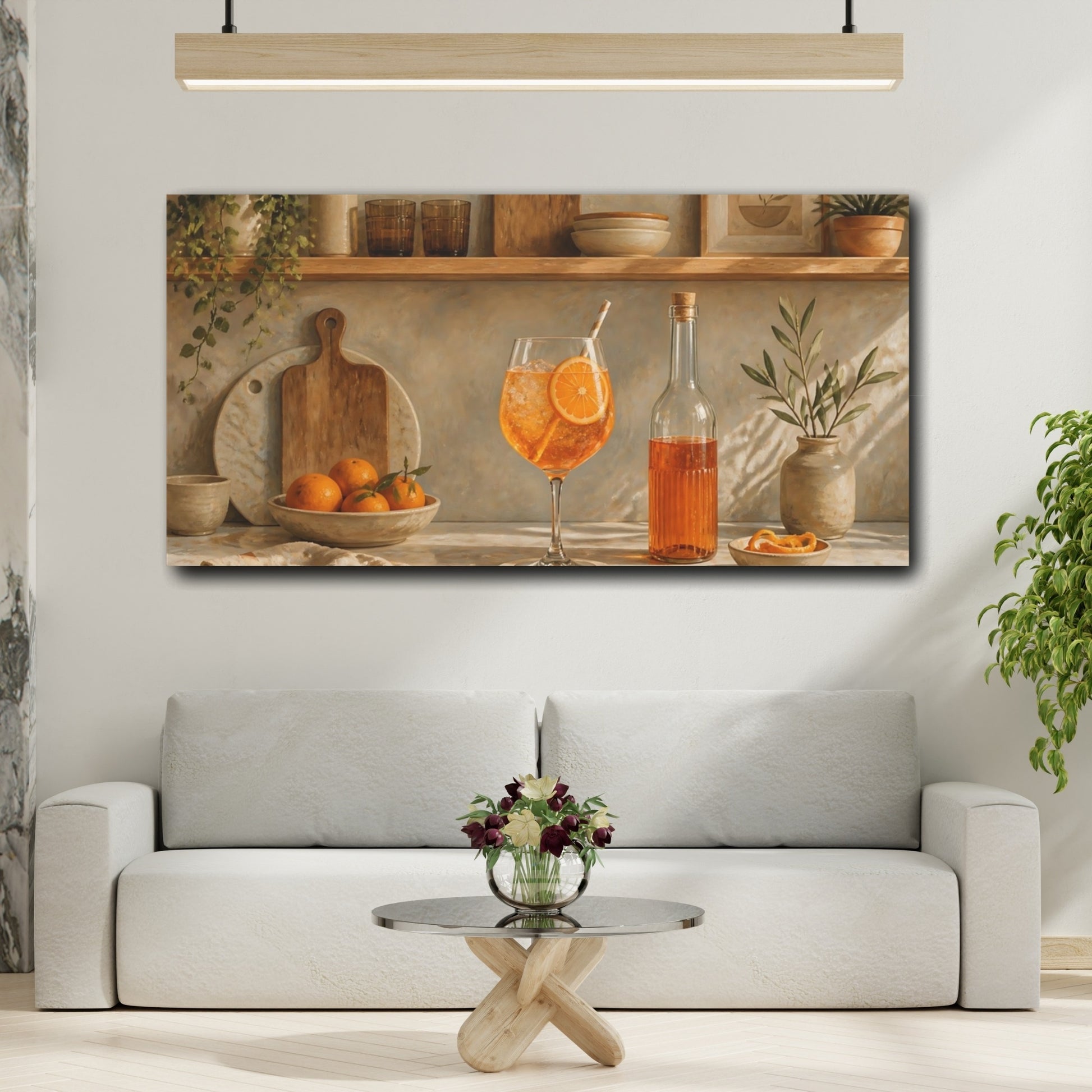 Mockup 2. Sunlit Orange Cocktail shown as canvas print