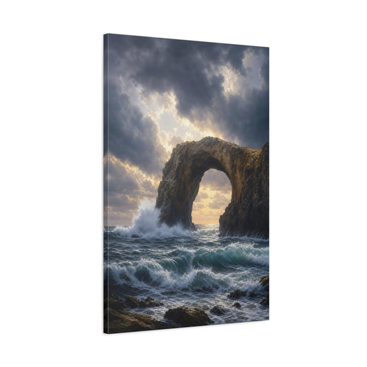 Main Mockup. Sunlit Sea Arch shown as canvas print