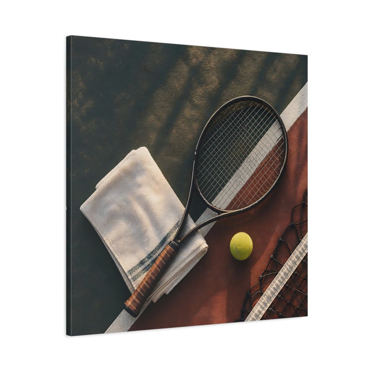 Main Mockup. Sunlit Tennis Racket shown as canvas print