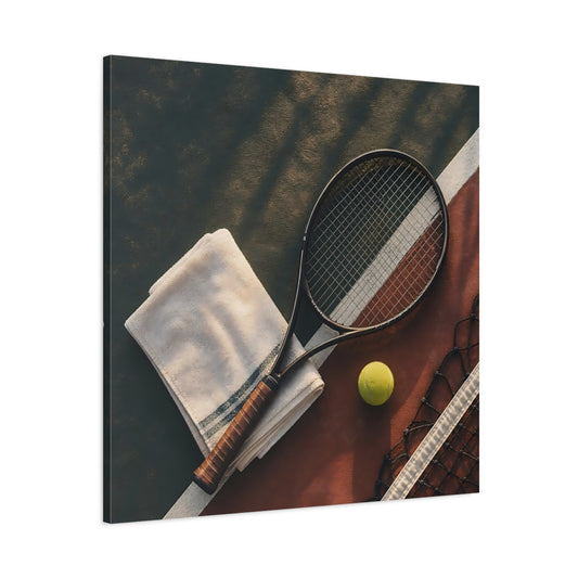 Main Mockup. Sunlit Tennis Racket shown as canvas print