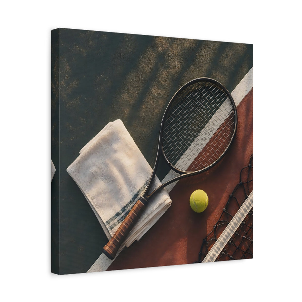 Side Mockup 6. Sunlit Tennis Racket shown as canvas print