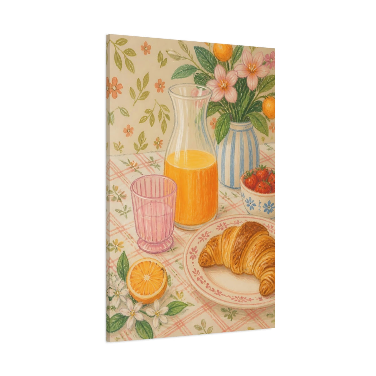 Side Mockup 1. Sunny Breakfast Table shown as canvas print