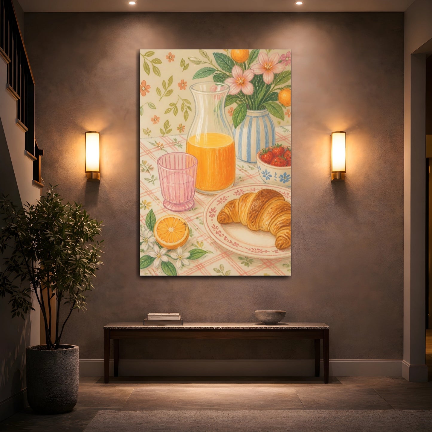 Mockup 2. Sunny Breakfast Table shown as canvas print