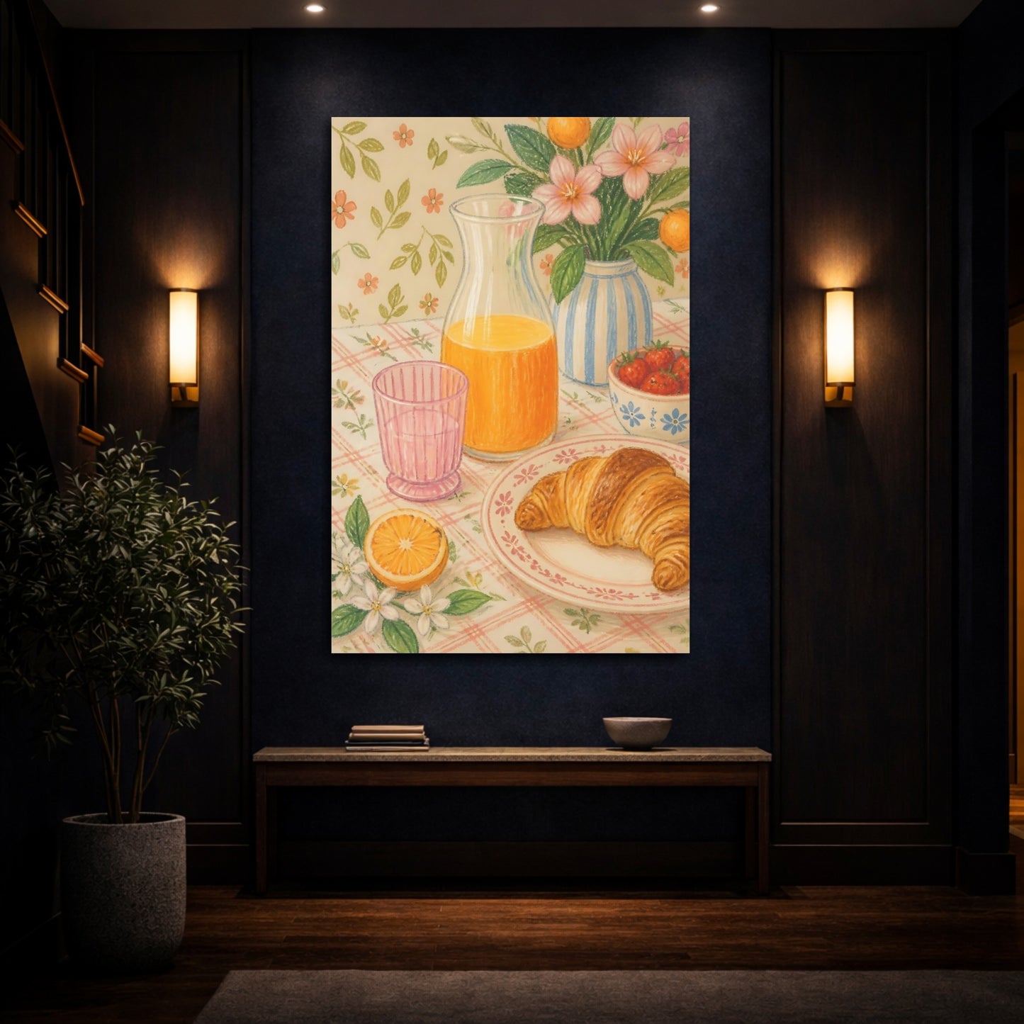 Mockup 4. Sunny Breakfast Table shown as canvas print