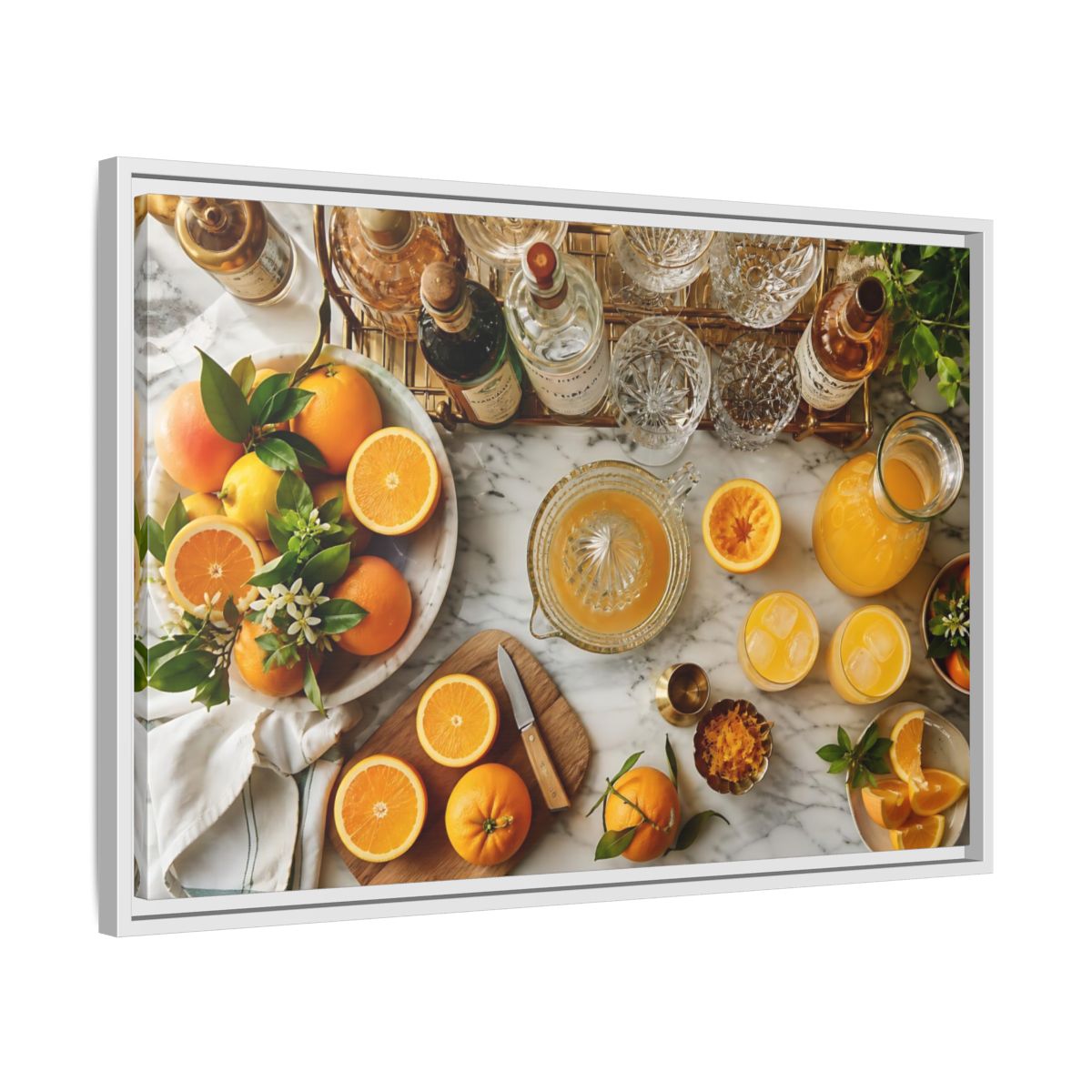 Side Mockup 10. Sunny Citrus Morning shown as framed canvas print