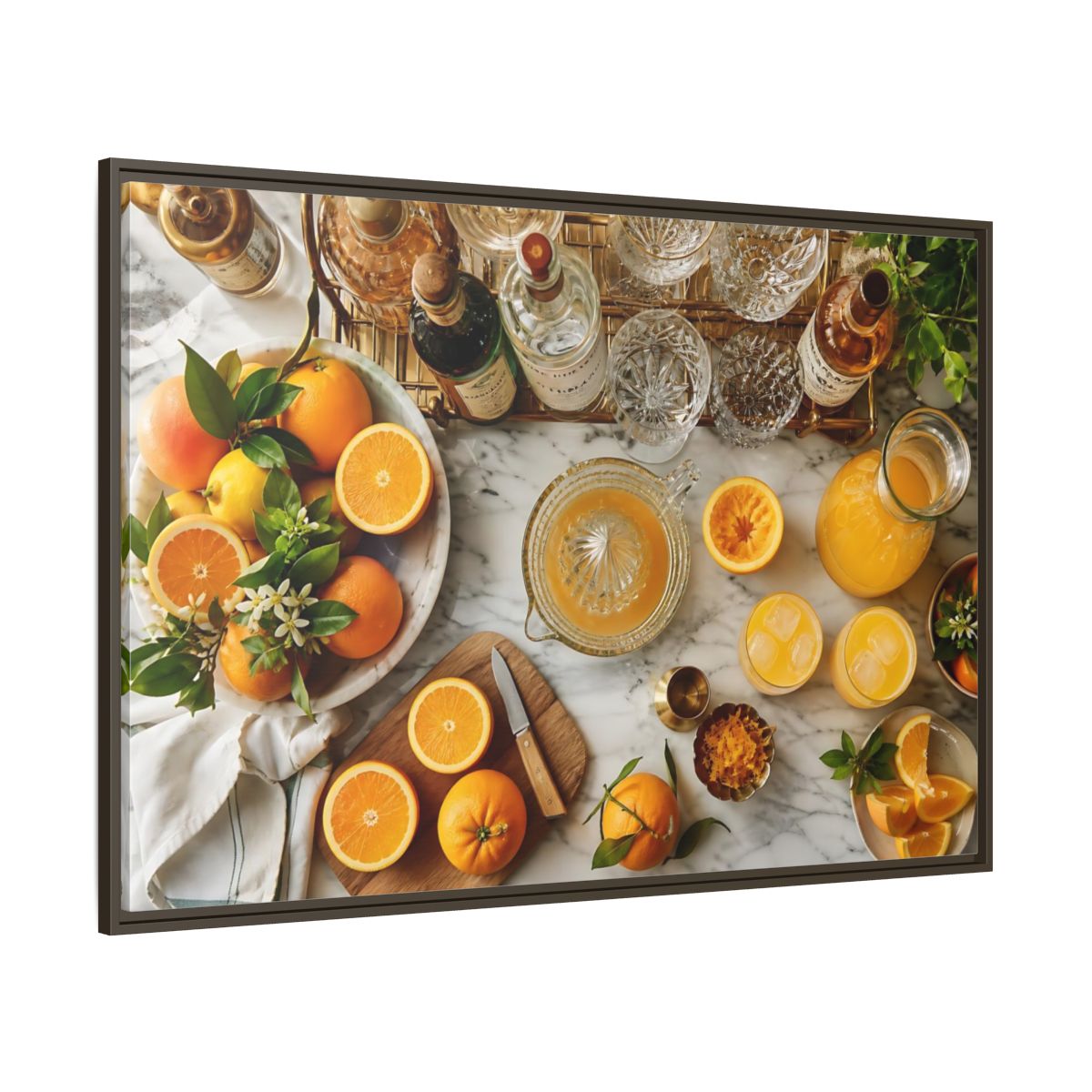 Side Mockup 8. Sunny Citrus Morning shown as framed canvas print