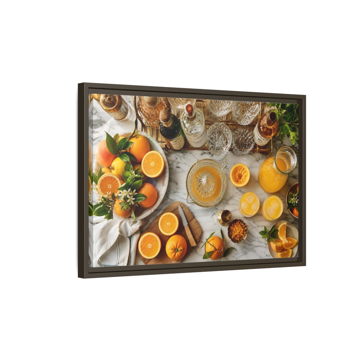 Side Mockup 2. Sunny Citrus Morning shown as framed canvas print