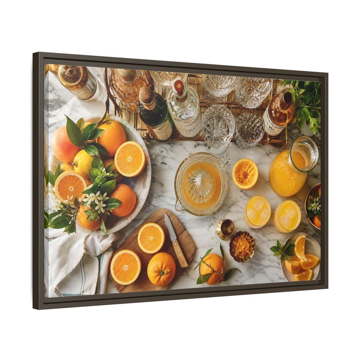 Side Mockup 11. Sunny Citrus Morning shown as framed canvas print