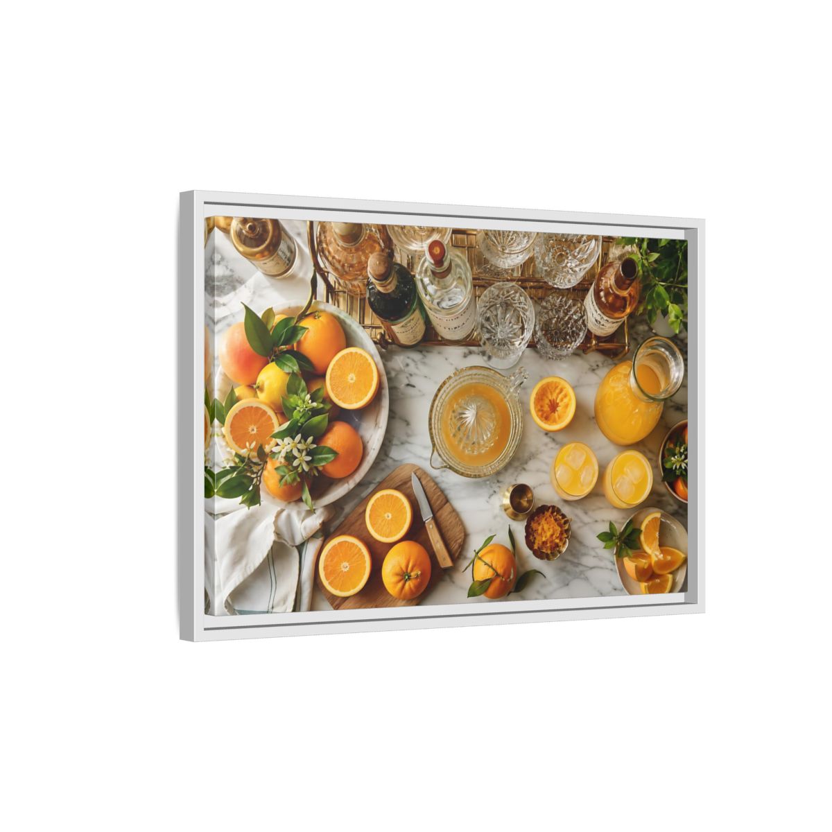 Side Mockup 1. Sunny Citrus Morning shown as framed canvas print