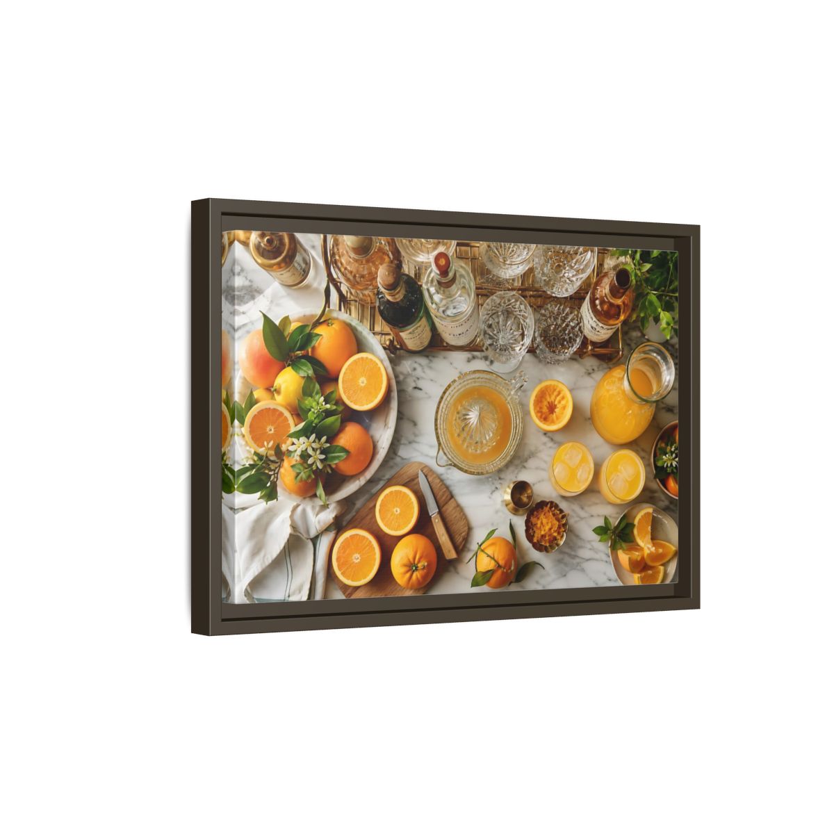 Side Mockup 5. Sunny Citrus Morning shown as framed canvas print