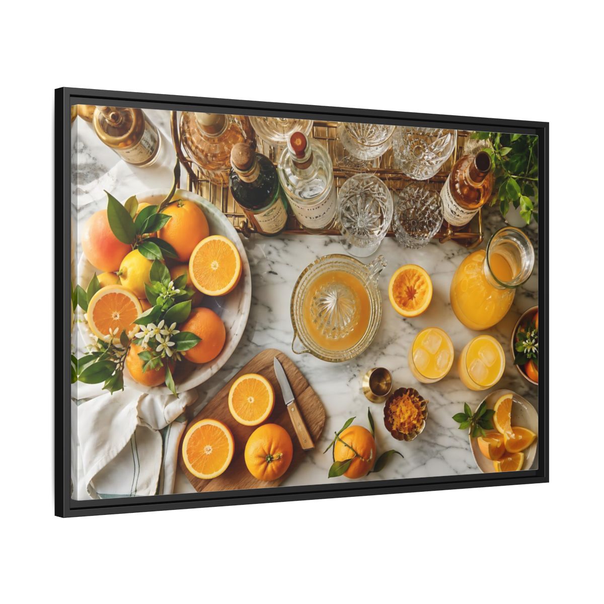 Side Mockup 13. Sunny Citrus Morning shown as framed canvas print