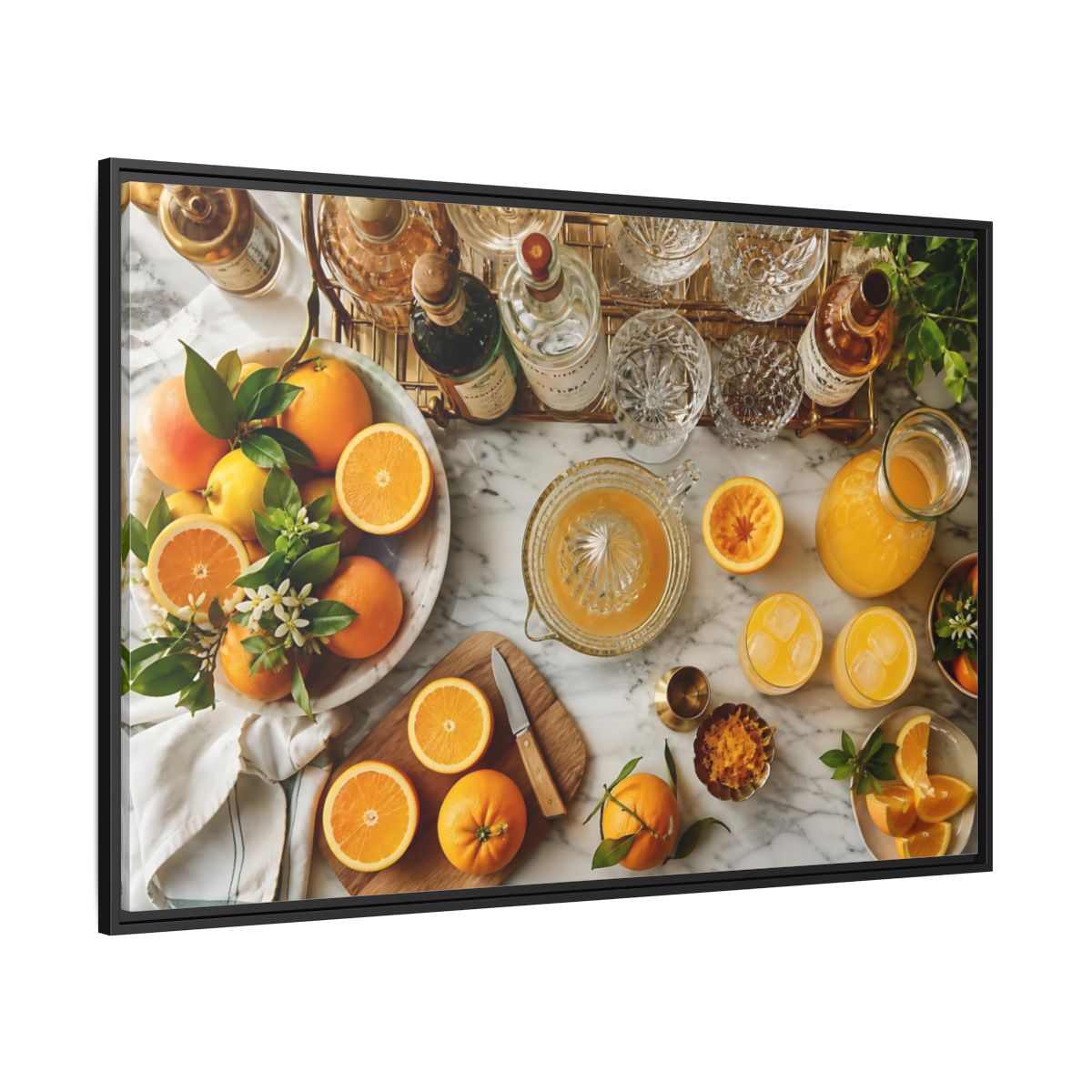 Side Mockup 12. Sunny Citrus Morning shown as framed canvas print