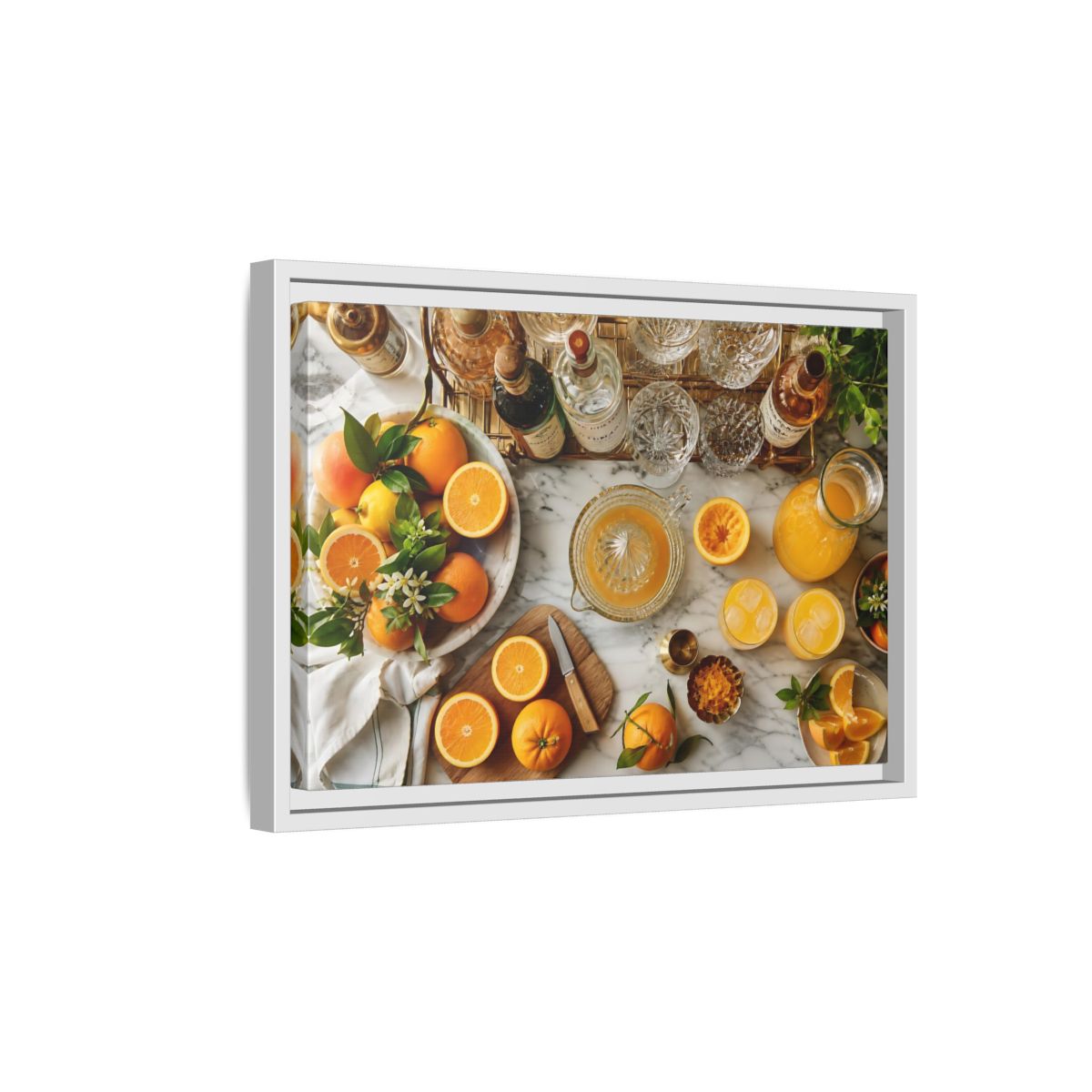 Side Mockup 4. Sunny Citrus Morning shown as framed canvas print