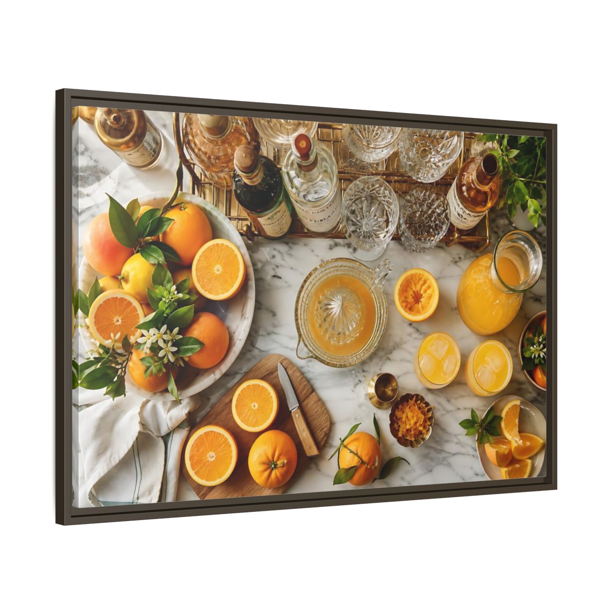 Main Mockup. Sunny Citrus Morning shown as framed canvas print