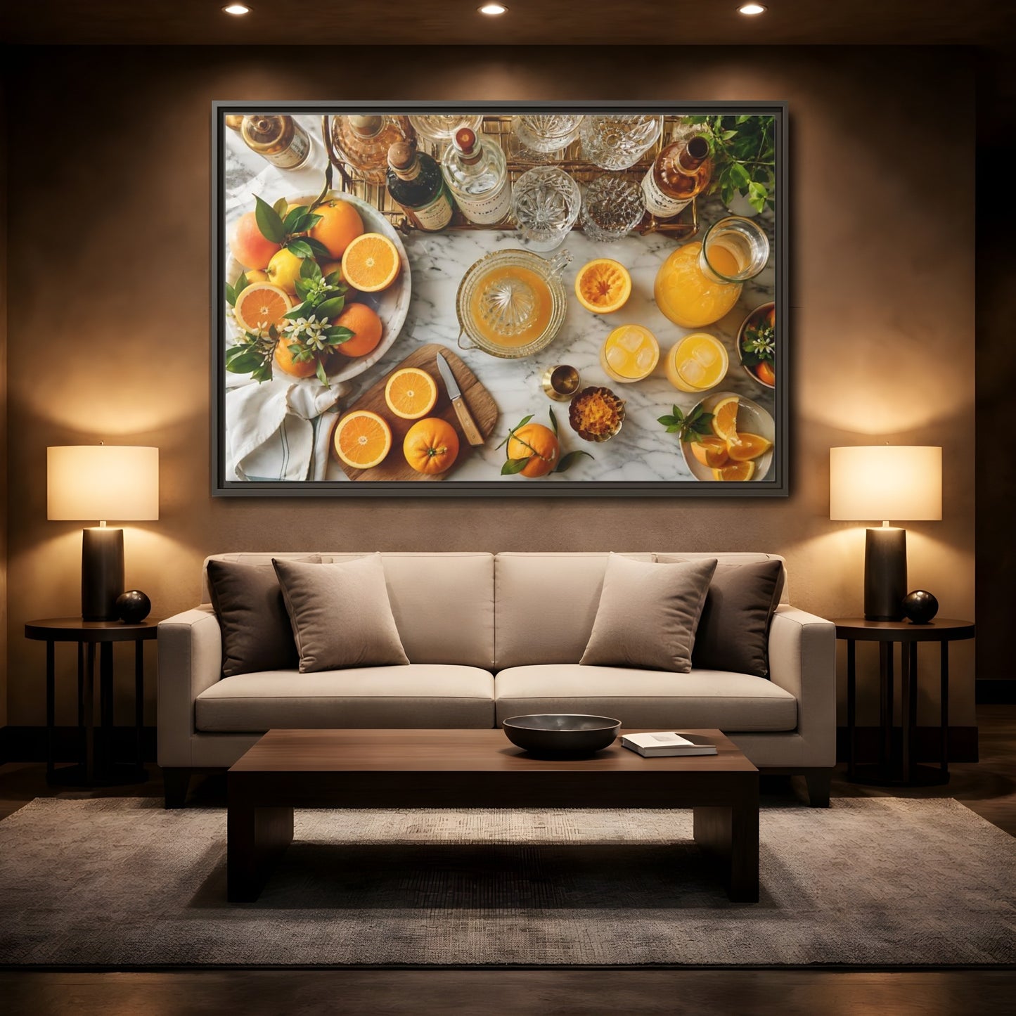 Mockup 2. Sunny Citrus Morning shown as framed canvas print