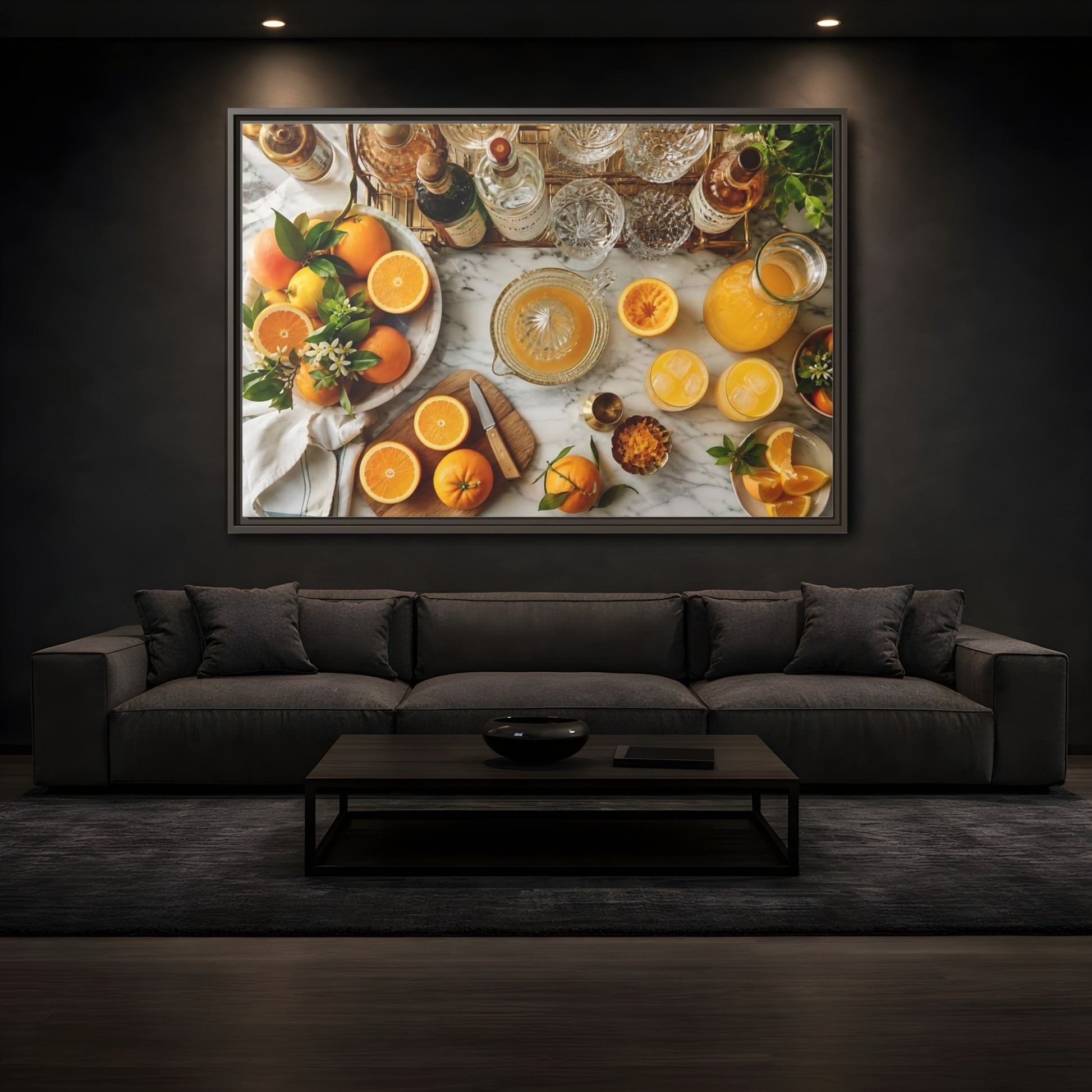 Mockup 3. Sunny Citrus Morning shown as framed canvas print