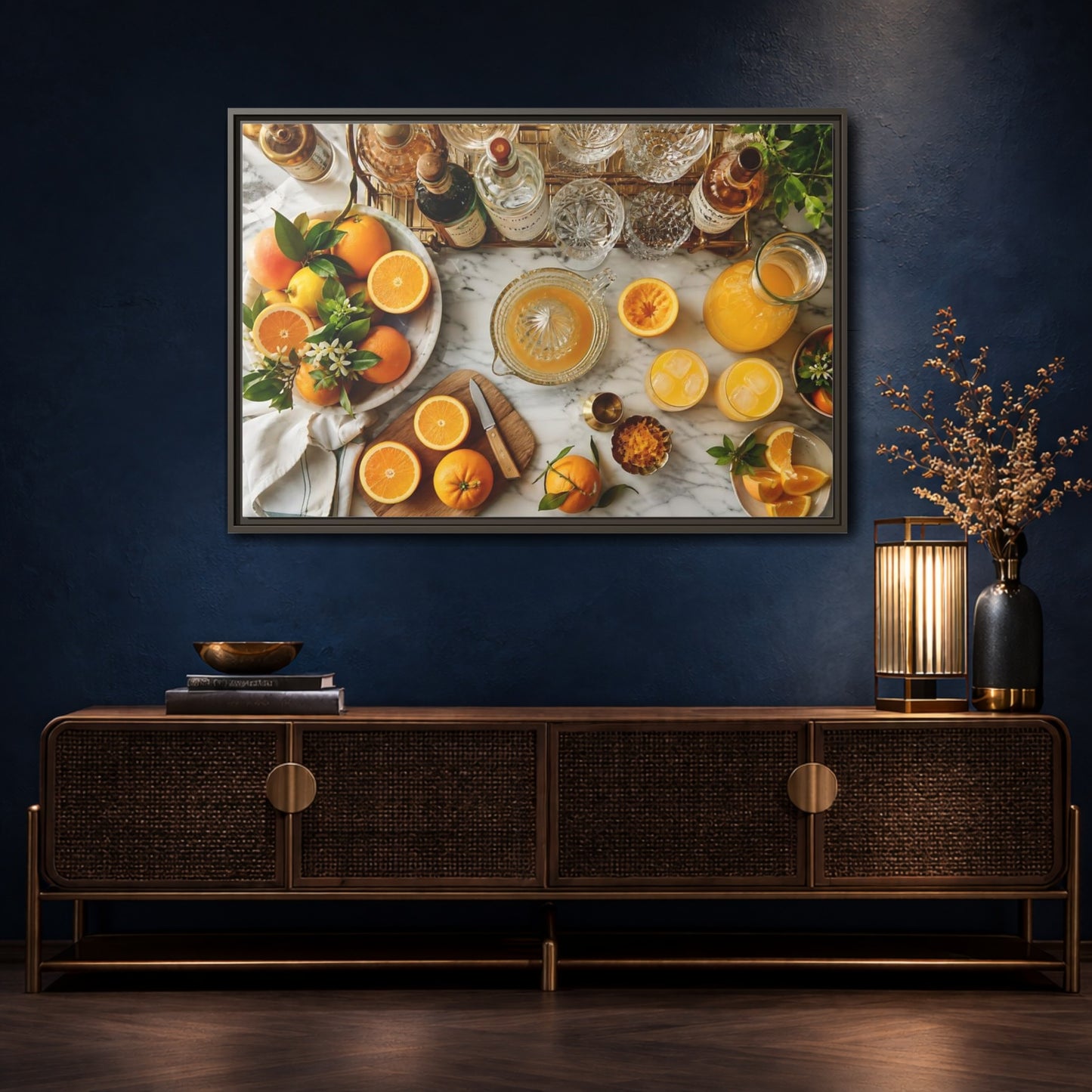 Mockup 4. Sunny Citrus Morning shown as framed canvas print