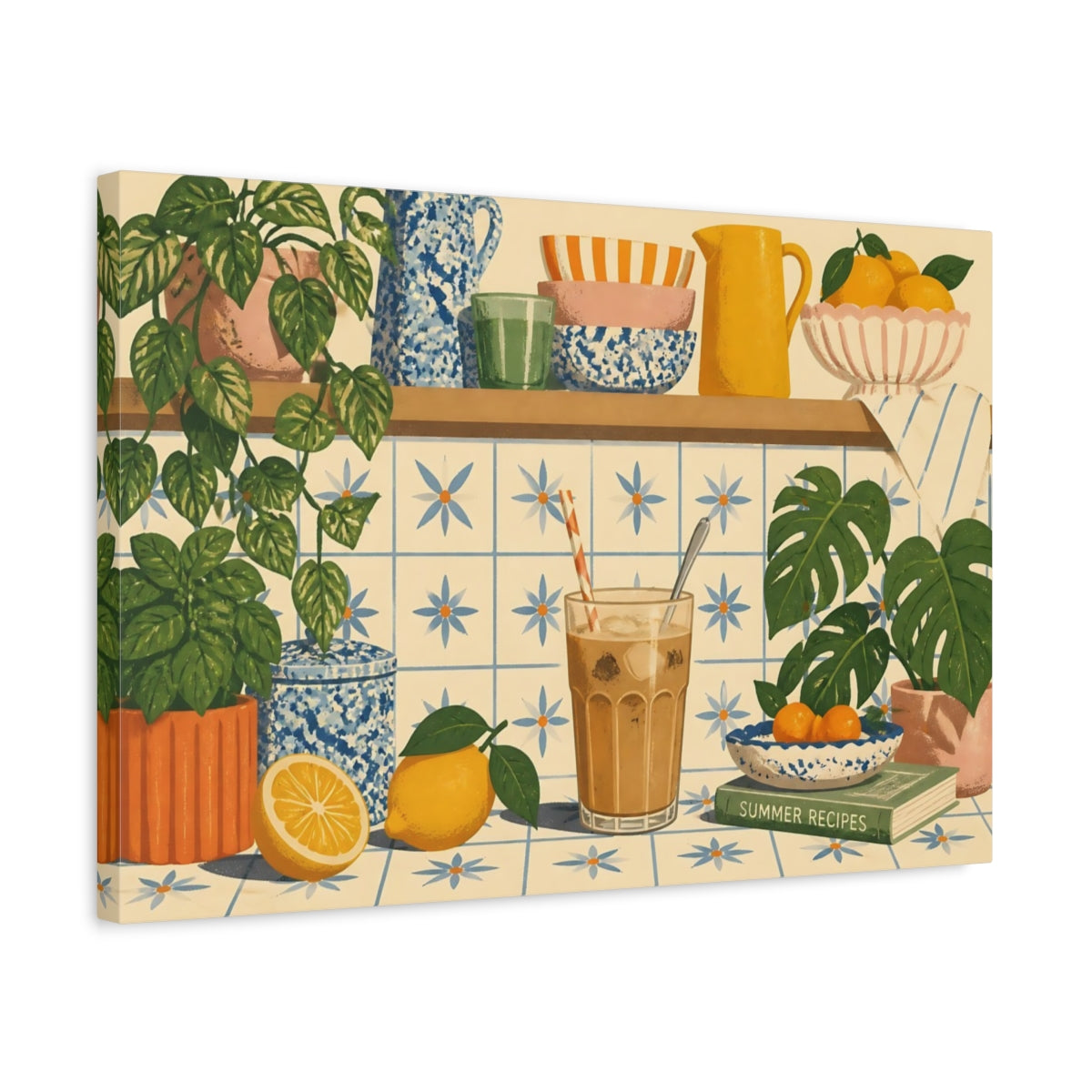 Side Mockup 3. Sunny Kitchen Counter shown as canvas print