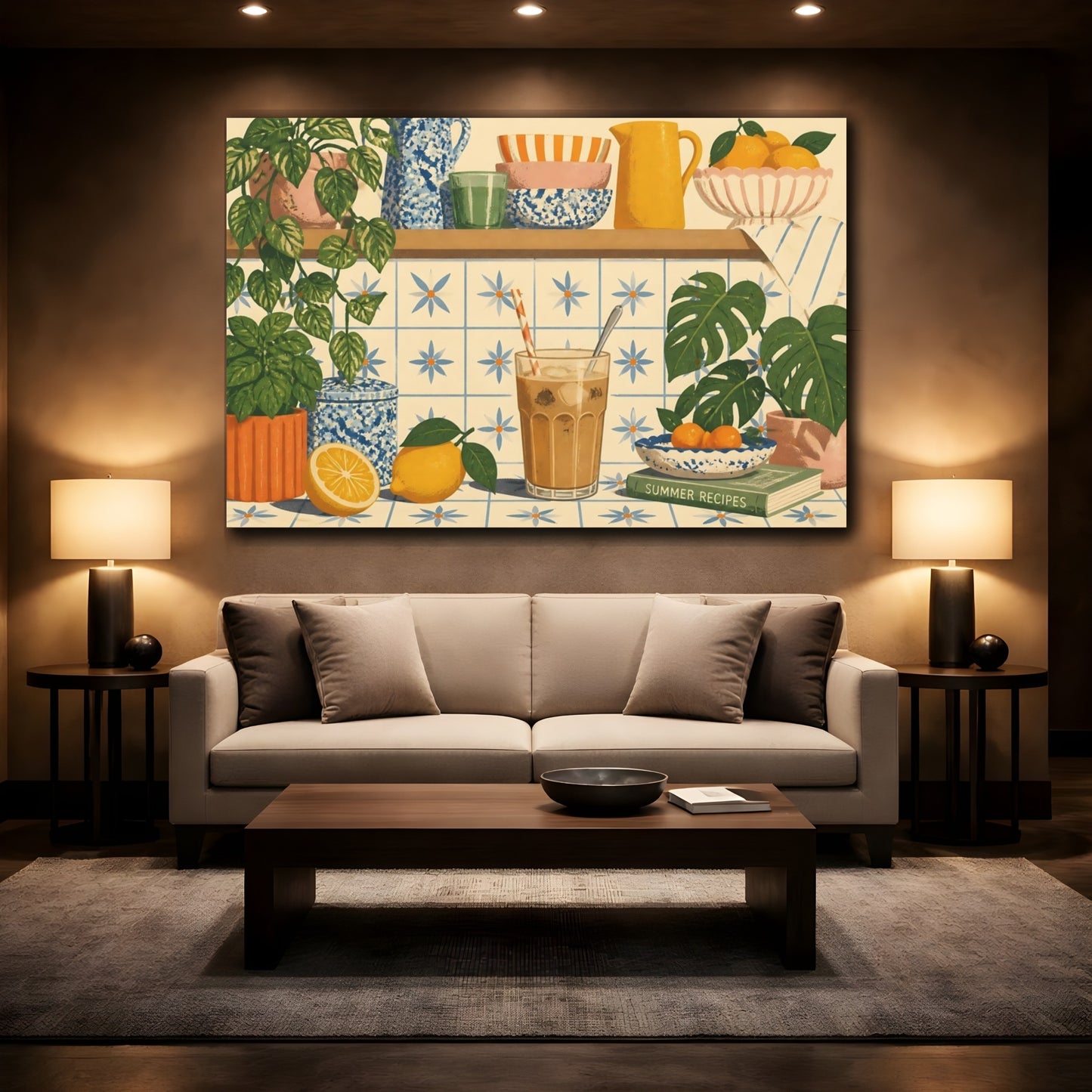 Mockup 2. Sunny Kitchen Counter shown as canvas print