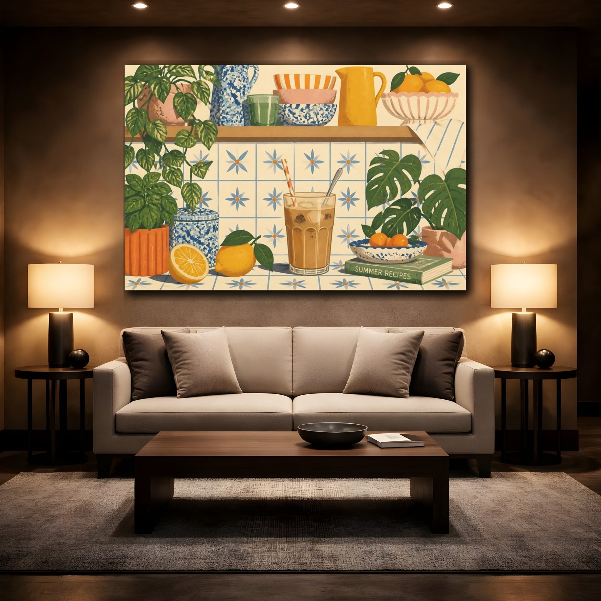 Mockup 2. Sunny Kitchen Counter shown as canvas print