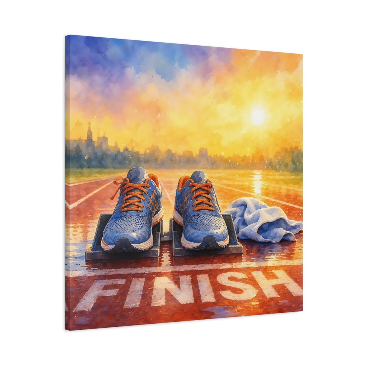 Main Mockup. Sunrise Finish Line Run shown as canvas print