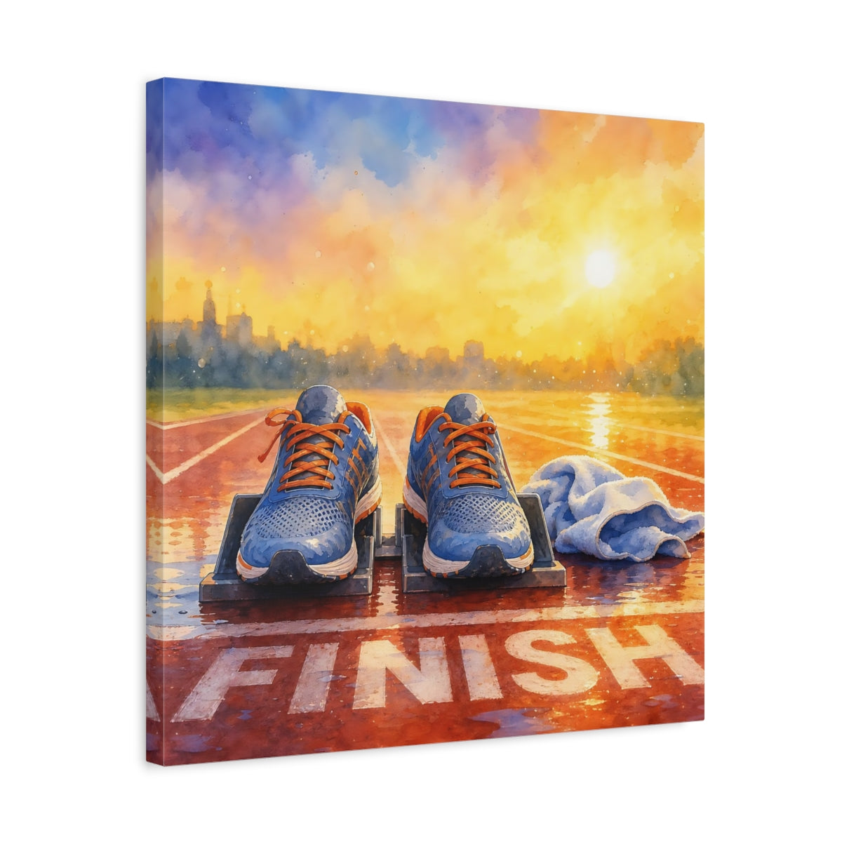 Side Mockup 5. Sunrise Finish Line Run shown as canvas print