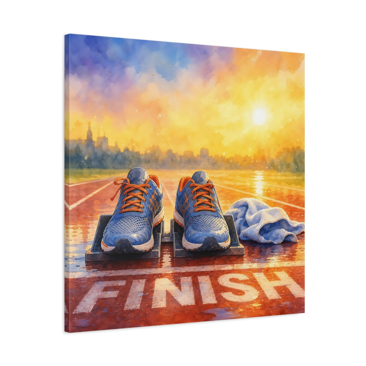 Side Mockup 3. Sunrise Finish Line Run shown as canvas print