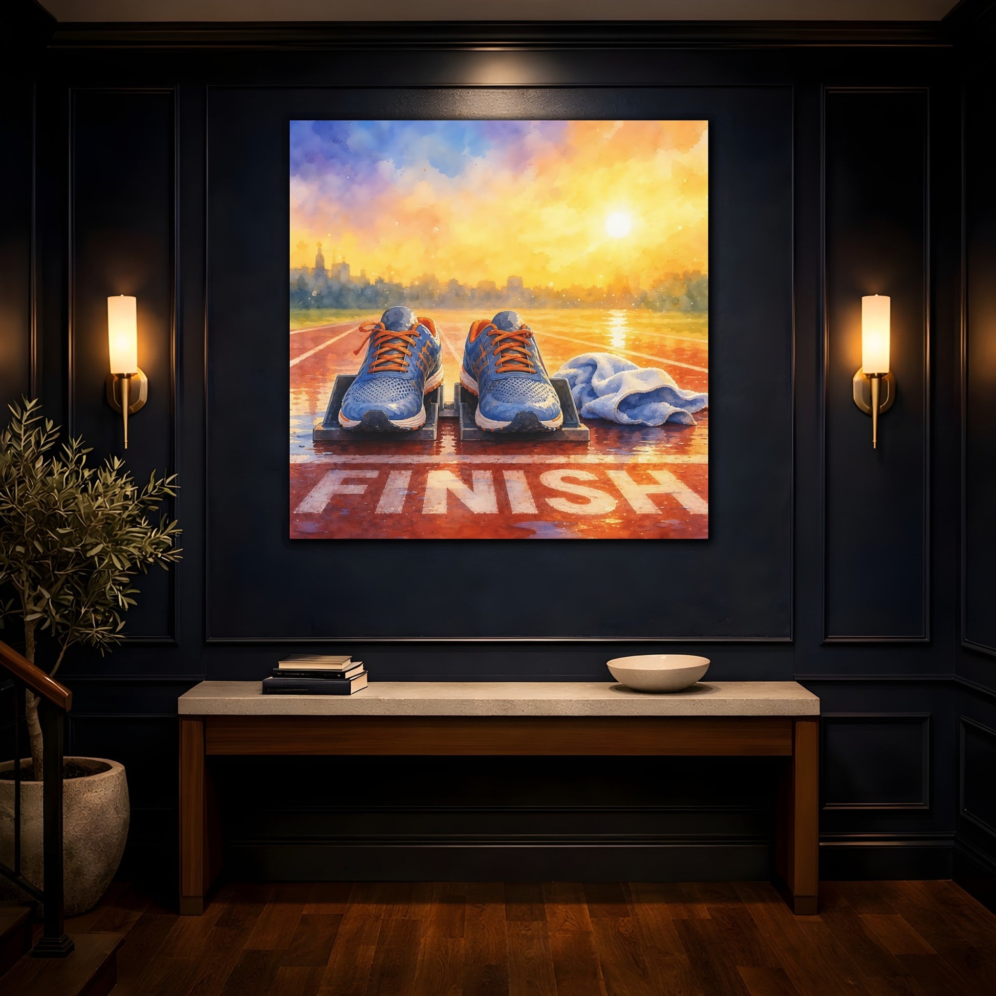 Mockup 4. Sunrise Finish Line Run shown as canvas print
