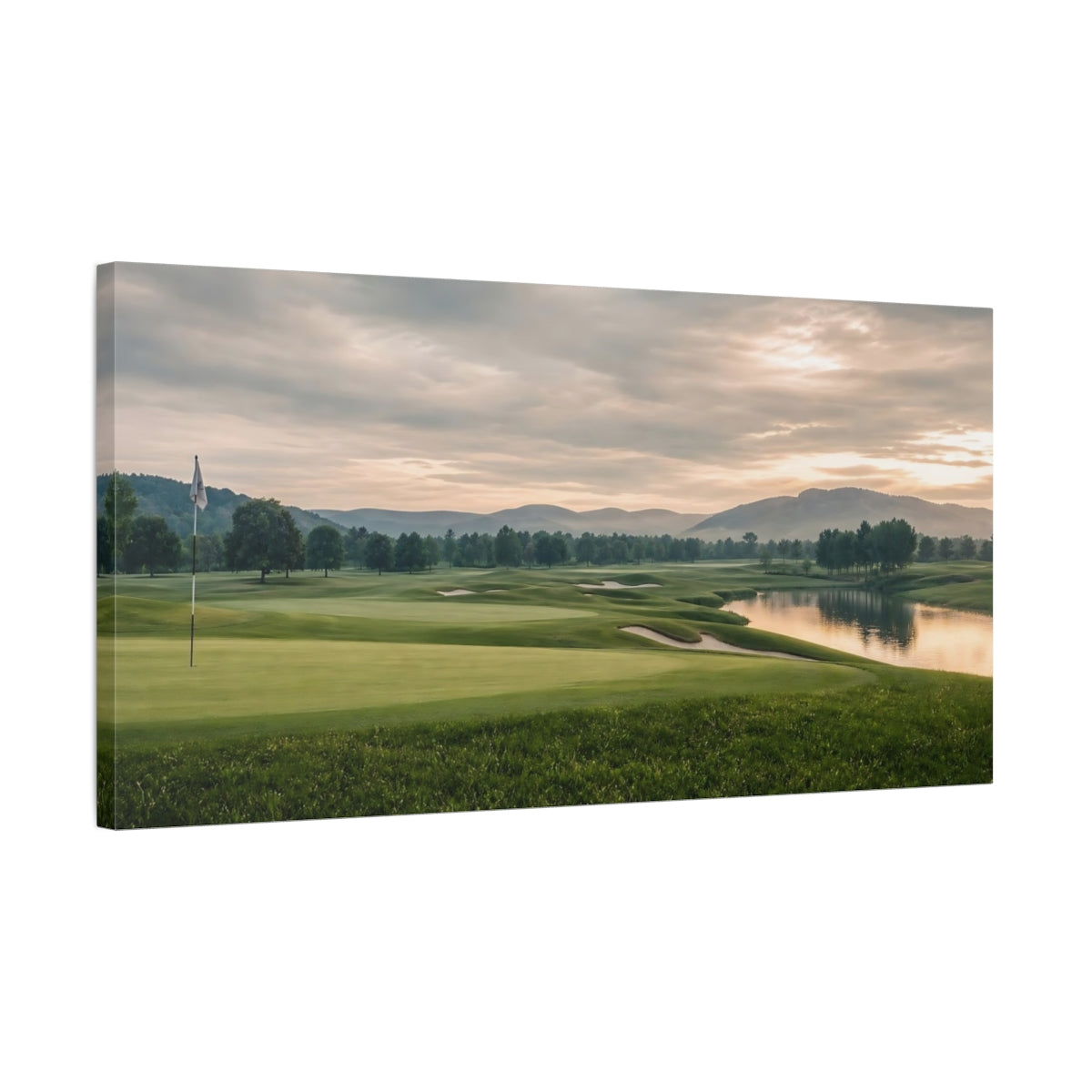 Side Mockup 1. Sunrise Golf Course shown as canvas print