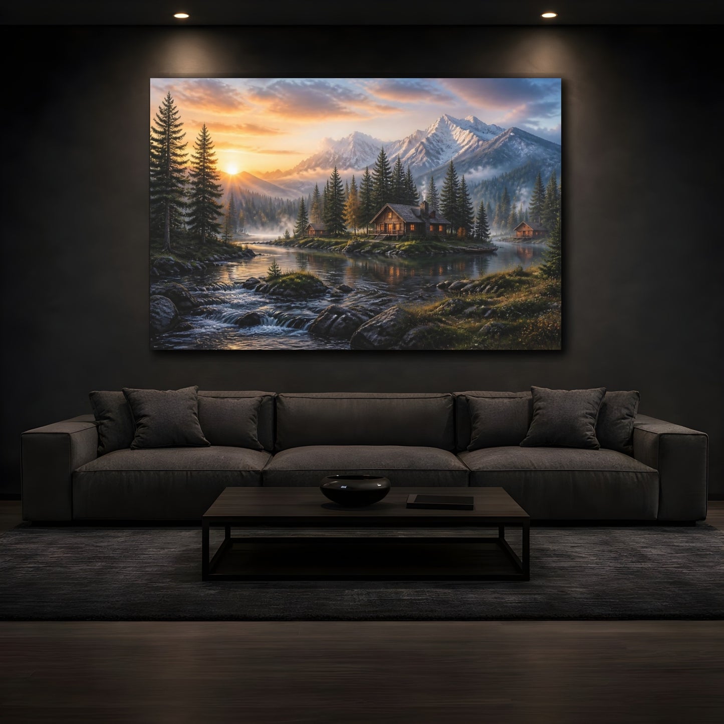 Mockup 3. Sunrise Mountain Cabin Retreat shown as canvas print