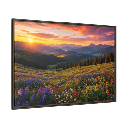 Side Mockup 8. Sunrise Over Wildflower Meadow shown as framed canvas print