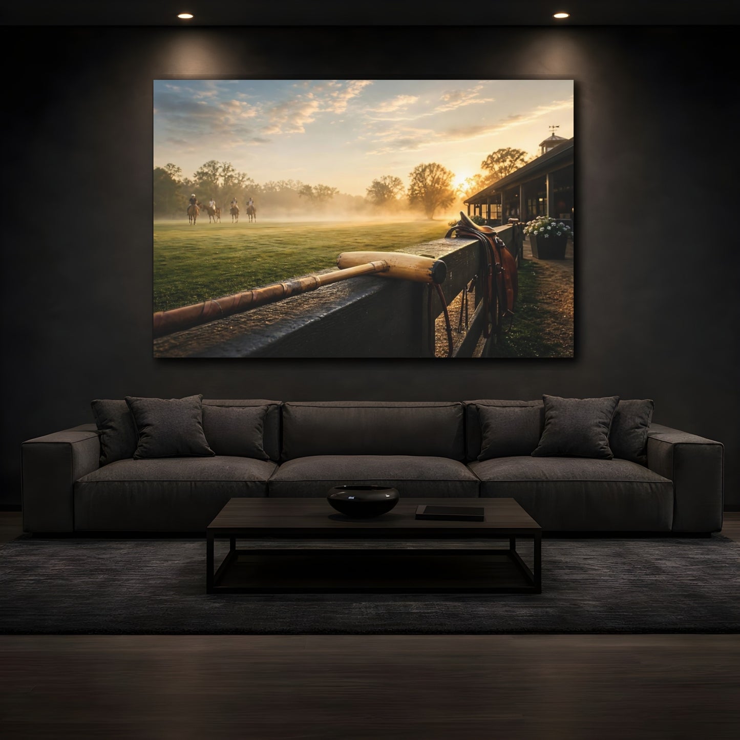Mockup 3. Sunrise Polo Field shown as canvas print