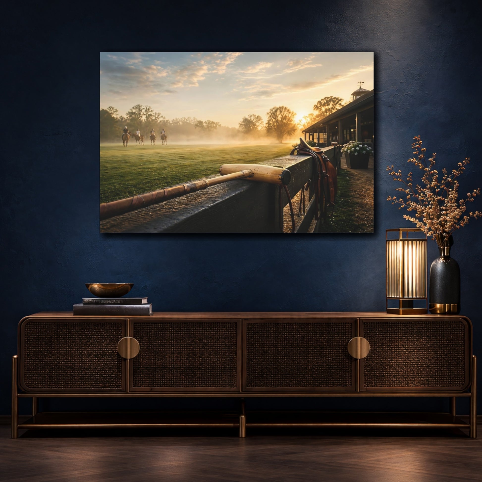 Mockup 4. Sunrise Polo Field shown as canvas print