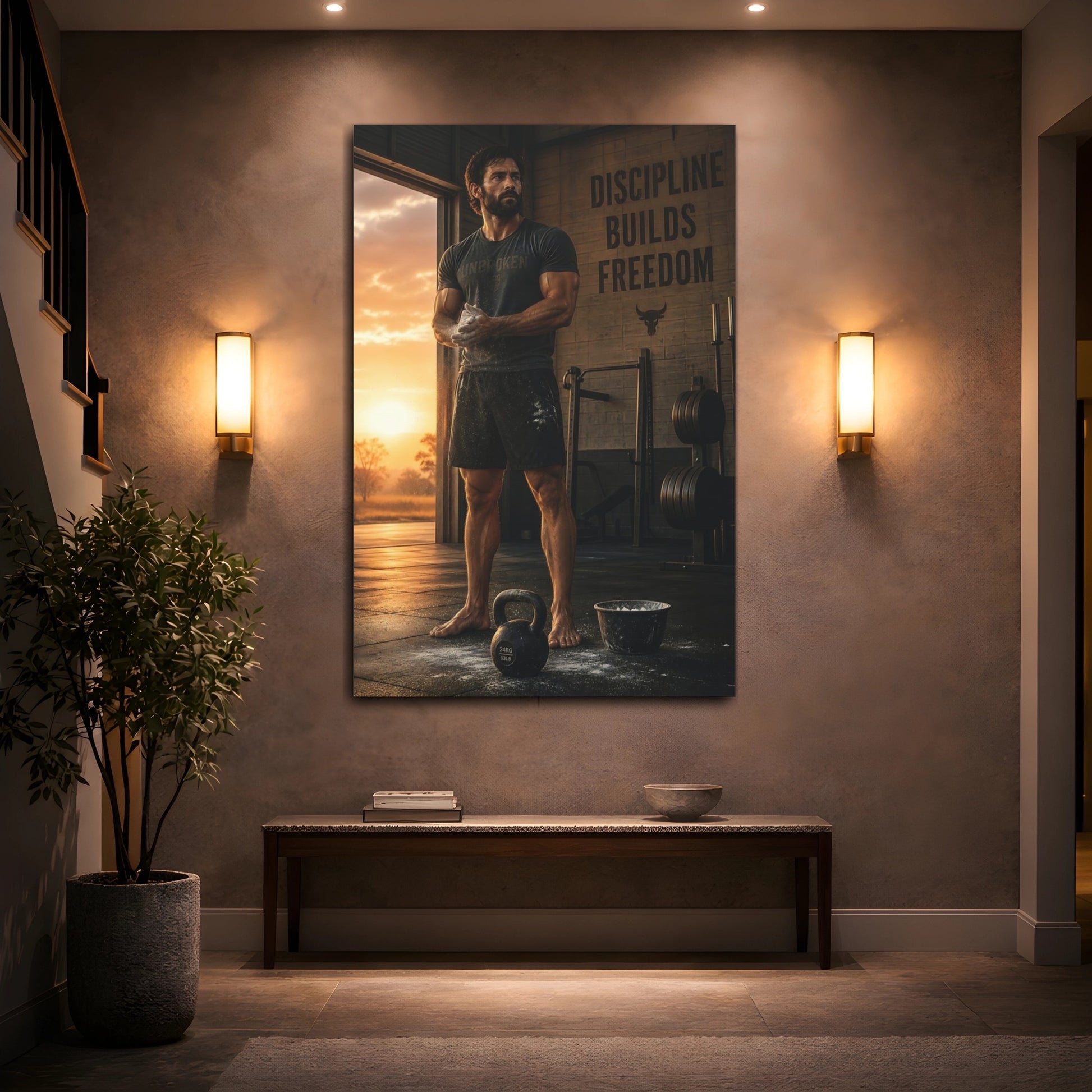 Mockup 2. Sunrise Strength Training shown as canvas print