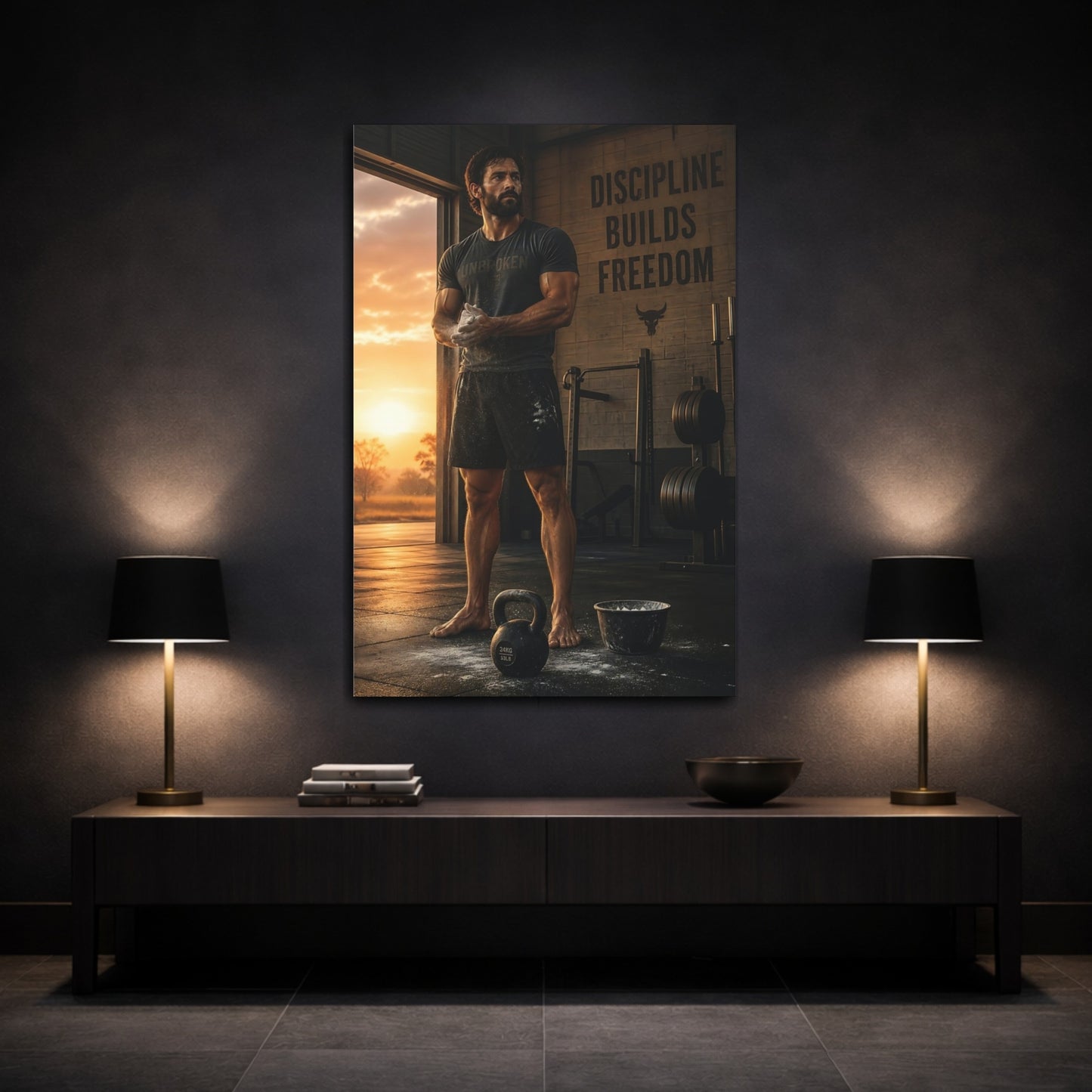 Mockup 3. Sunrise Strength Training shown as canvas print