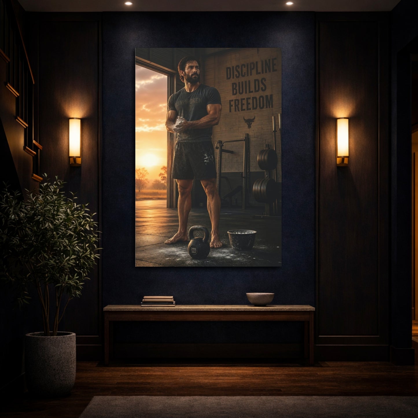 Mockup 4. Sunrise Strength Training shown as canvas print