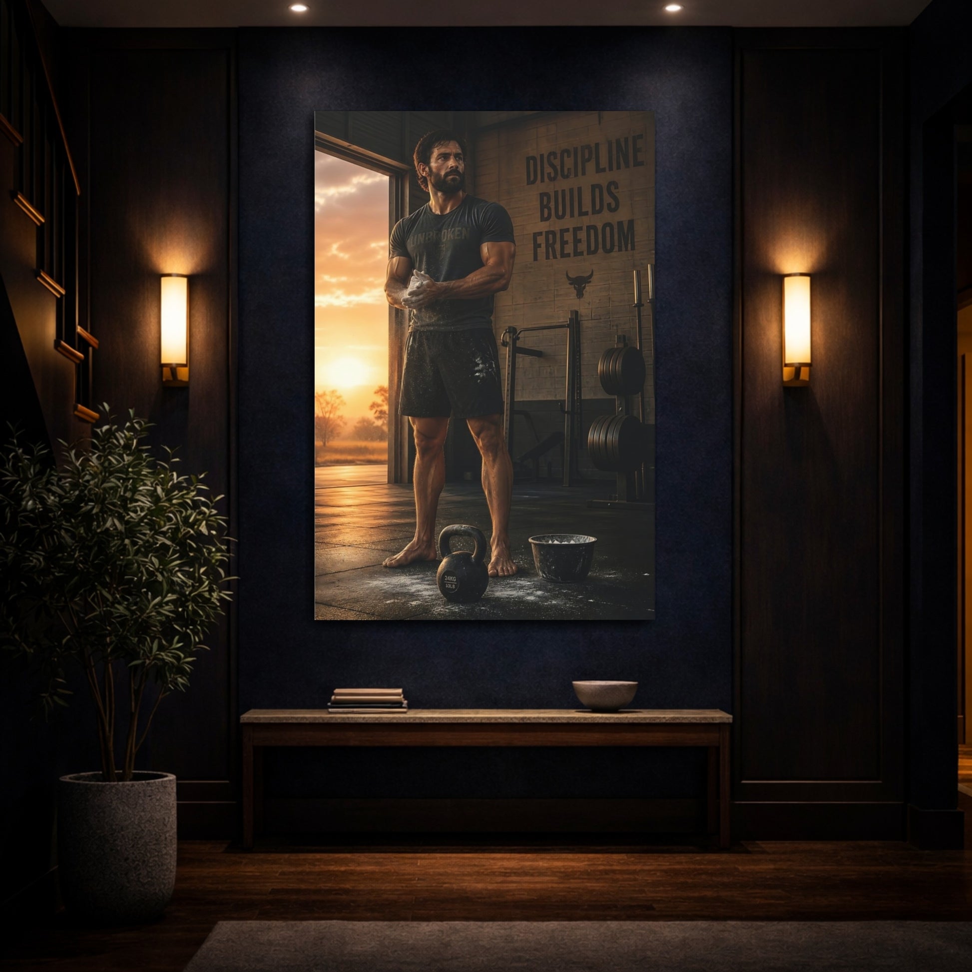 Mockup 4. Sunrise Strength Training shown as canvas print