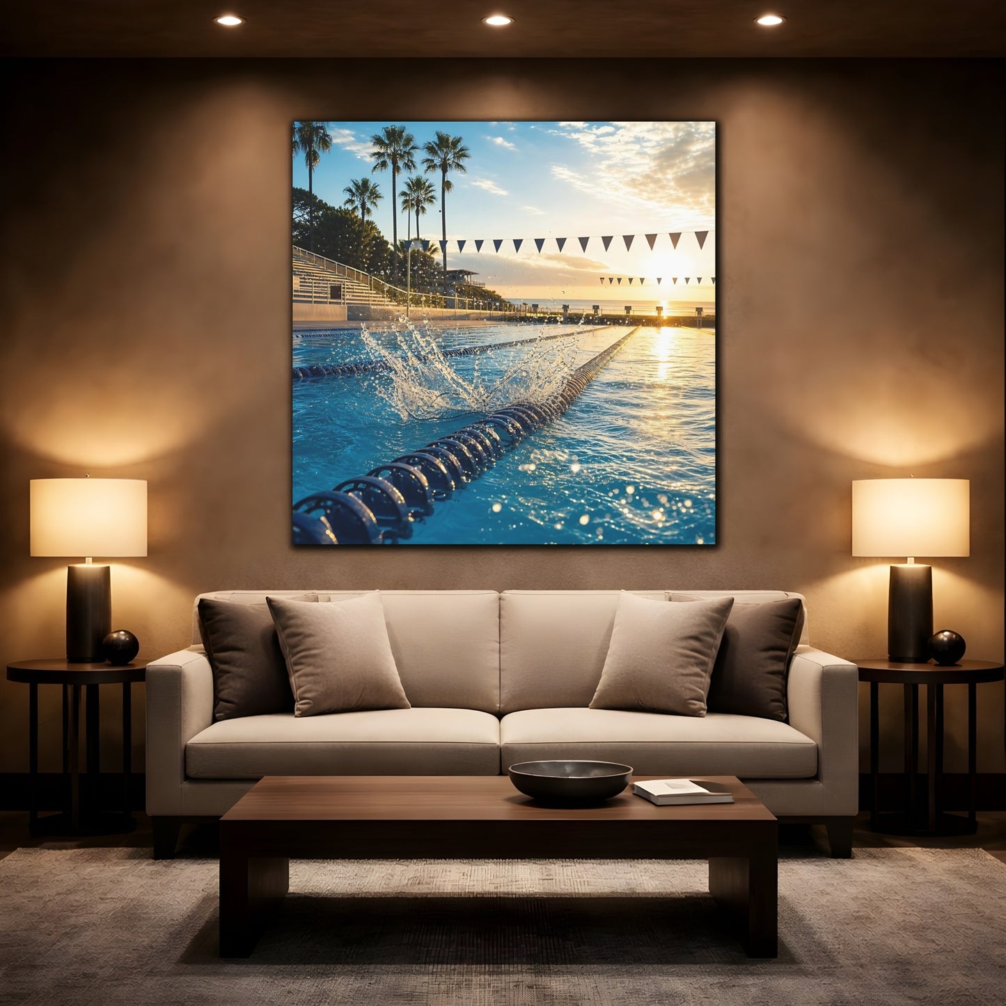 Mockup 2. Sunrise Swim Lane shown as canvas print