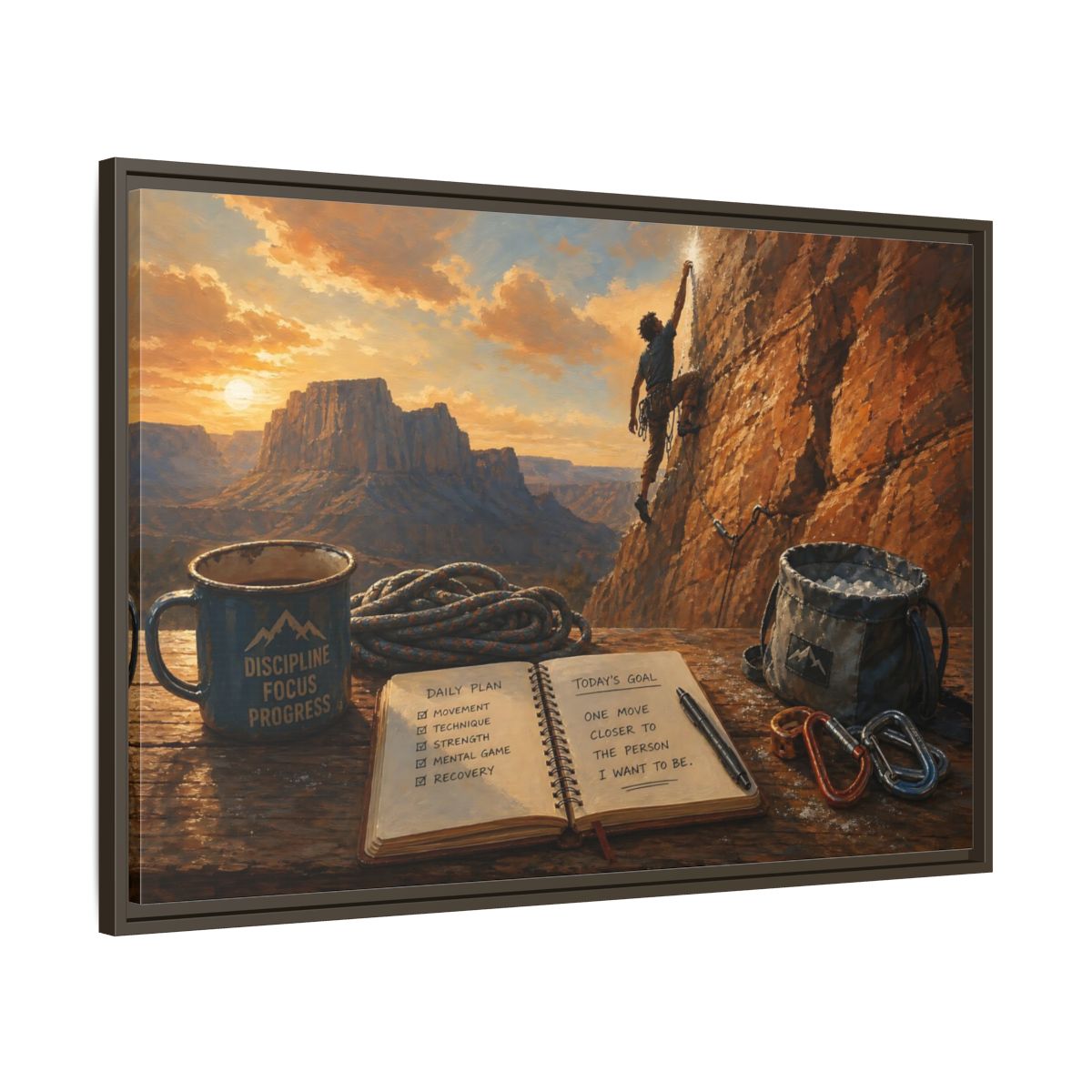Main Mockup. Sunset Ascent shown as framed canvas print