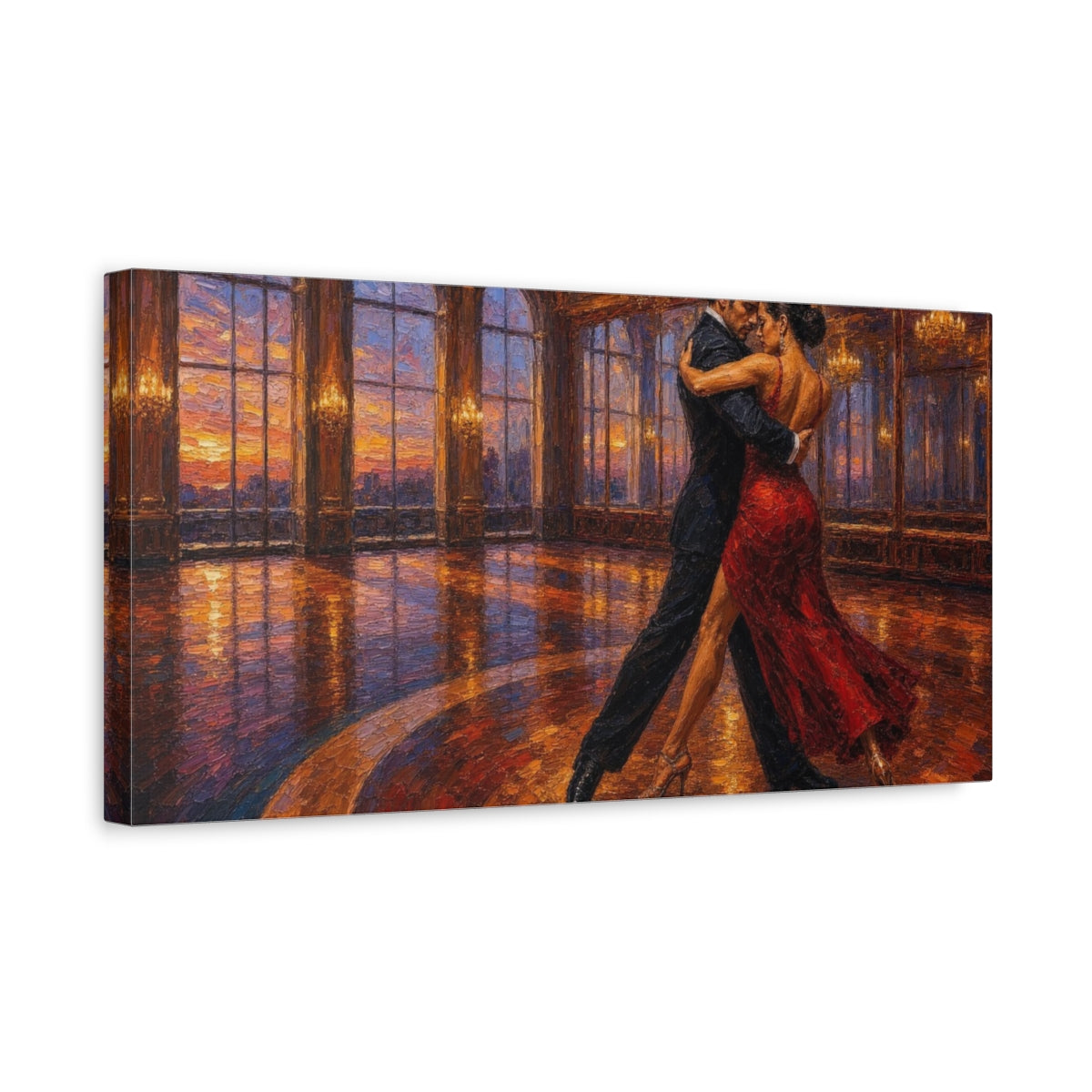 Side Mockup 3. Sunset Ballroom Tango shown as canvas print