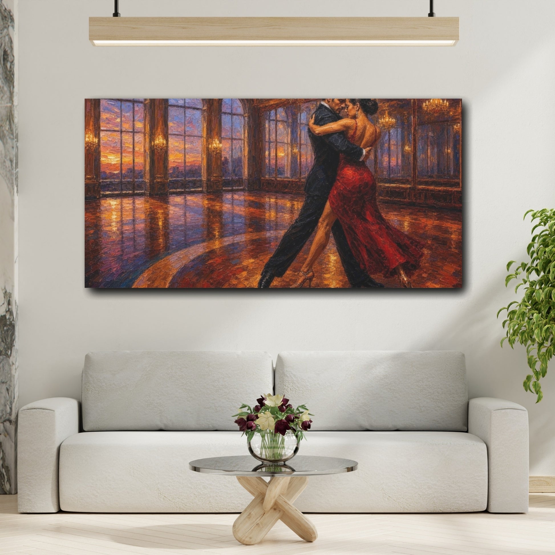 Mockup 2. Sunset Ballroom Tango shown as canvas print