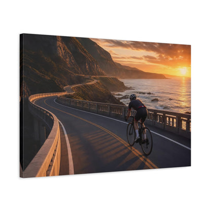 Side Mockup 2. Sunset Coastal Ride shown as canvas print